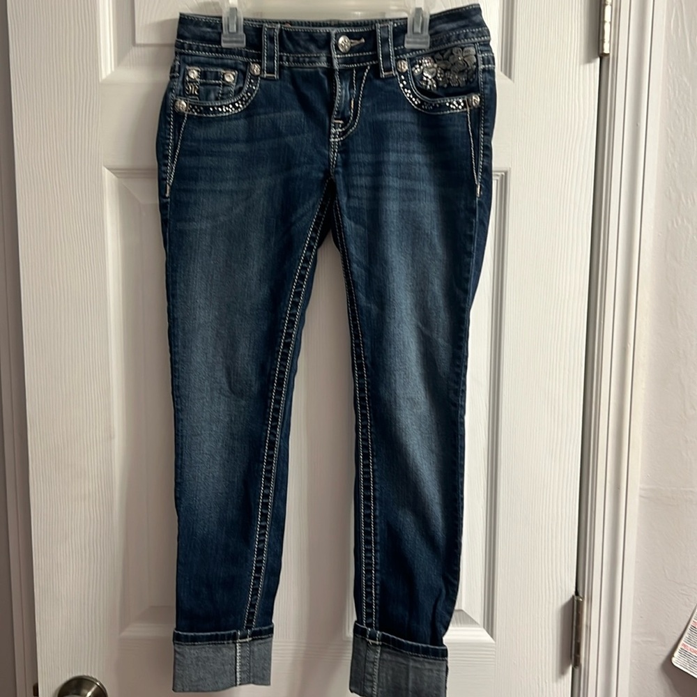 Miss Me size 25 signature cuffed skinny jean